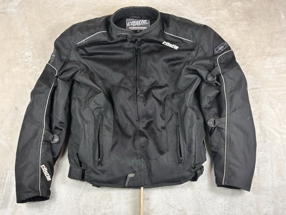 Castle Streetwear Jacket Mens Sz M Black Motorcycle Armored Padded Reflective